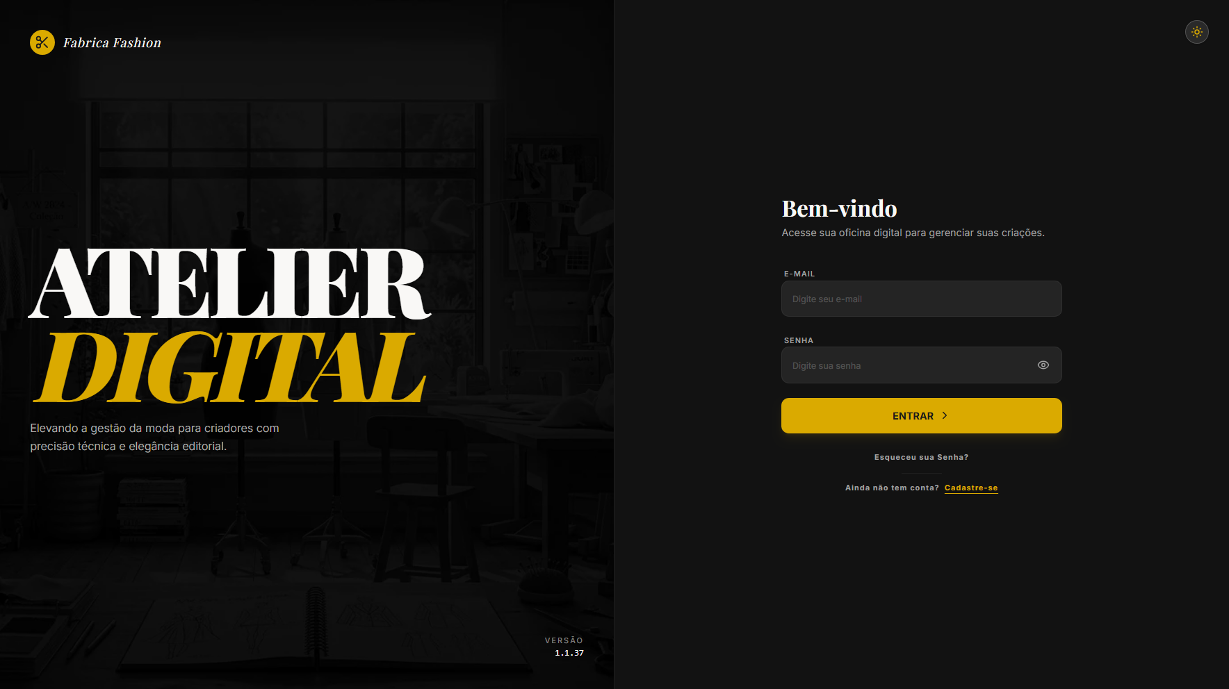 Tela de Login com Branding 'Atelier Digital'